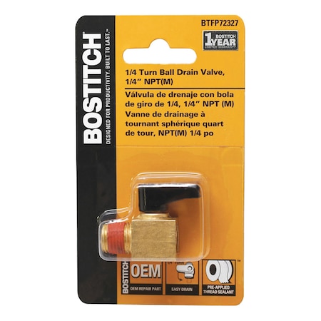 Bostitch Bostitch Steel Drain Valve 1/4 in. Male 1 pc BTFP72327